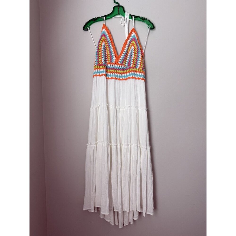 DAVI & DANI Colorful Crochet Top Maxi Dress